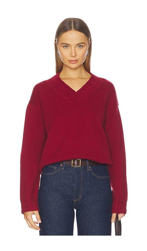 lovers and friends haisley v neck sweater in red.