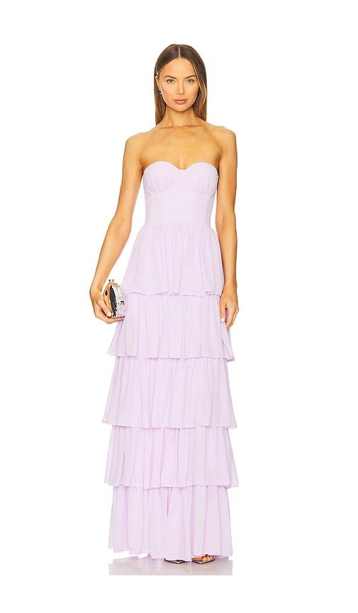 lovers and friends hattie gown in lavender.
