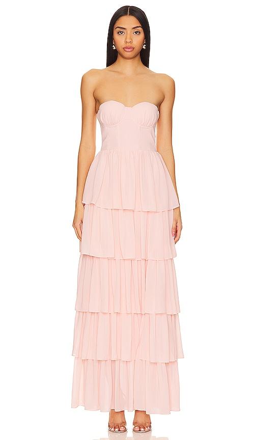 lovers and friends hattie gown in pink.