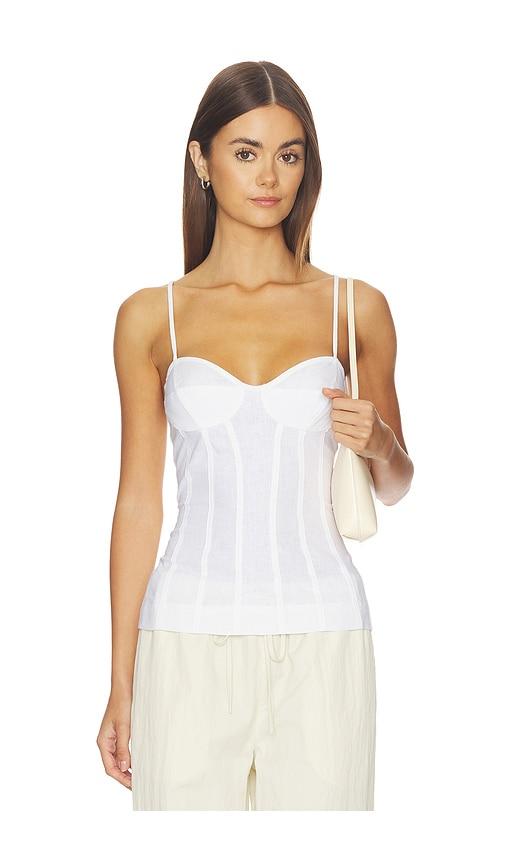 lovers and friends haven linen top in white.