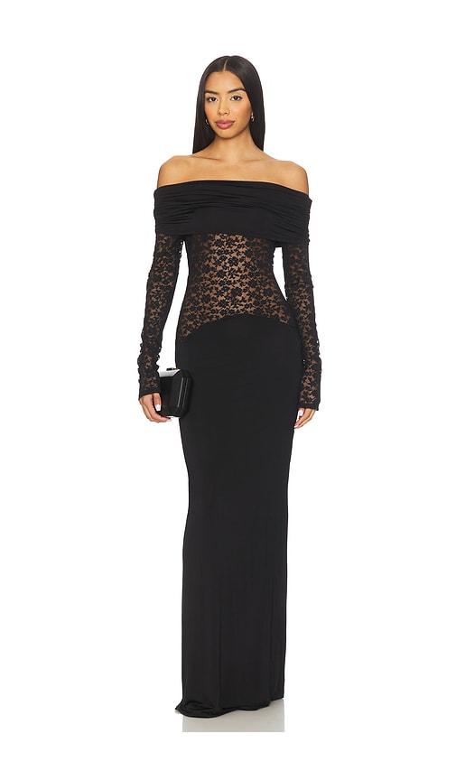 lovers and friends heidi gown in black.