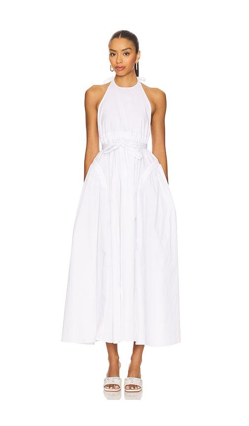 lovers and friends idun halter neck midi dress in white.