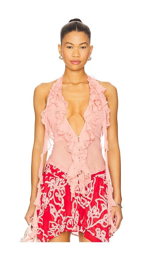lovers and friends ila sheer top in pink.