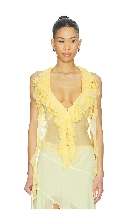 lovers and friends ila sheer top in yellow.