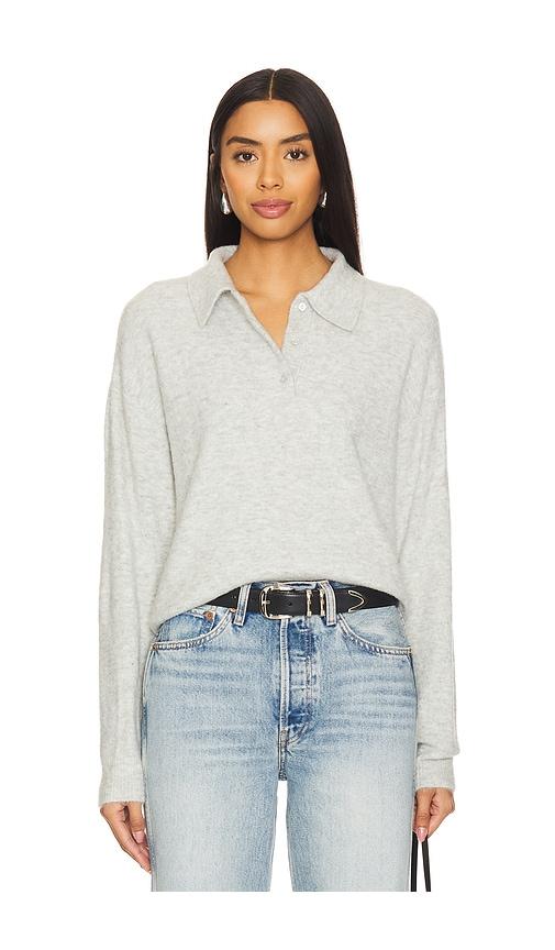 lovers and friends ivy polo sweater in grey.