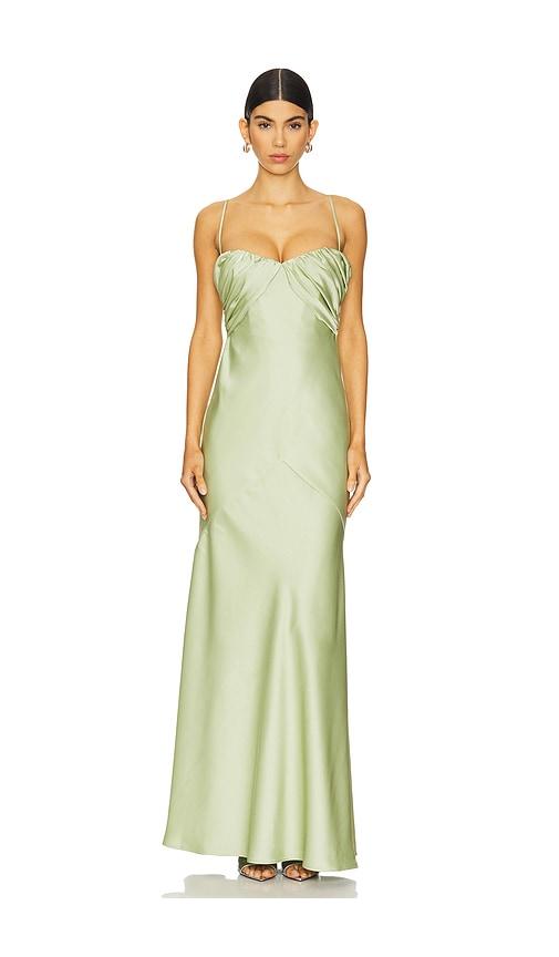 lovers and friends janae gown in sage.