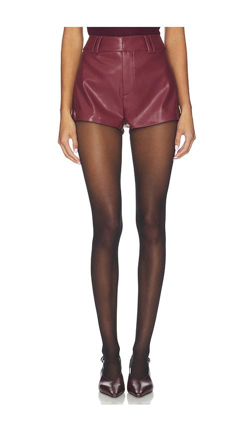 lovers and friends jordan faux leather mini short in burgundy.