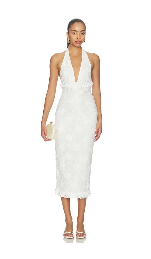 lovers and friends kalin midi dress in white.