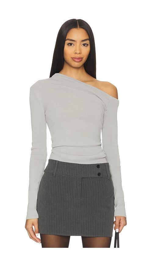 lovers and friends katalina off the shoulder sweater in light grey.