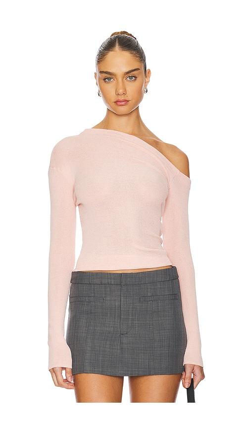 lovers and friends katalina off the shoulder sweater in pink.