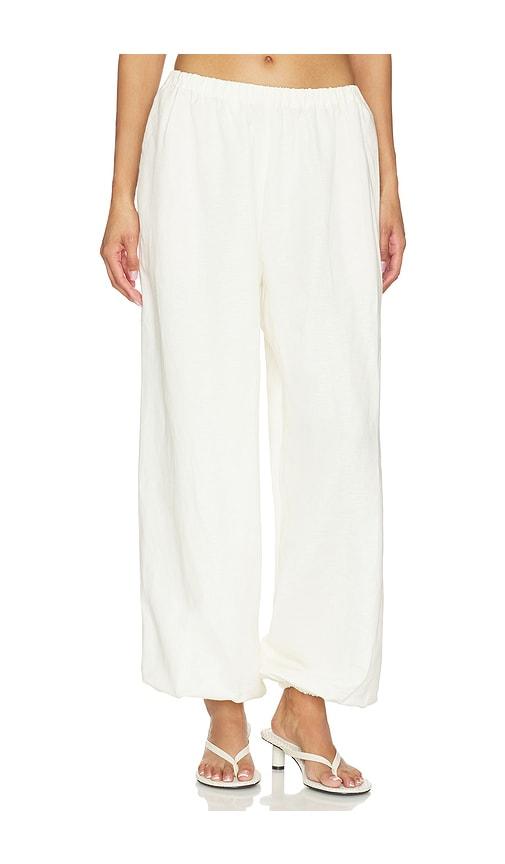 lovers and friends lexi linen pant in beige.