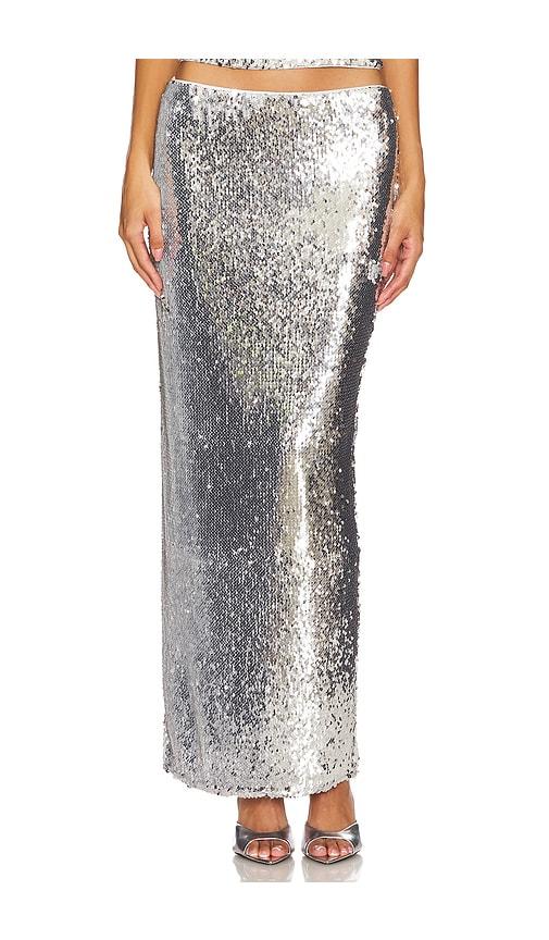 lovers and friends lilium skirt in metallic silver.