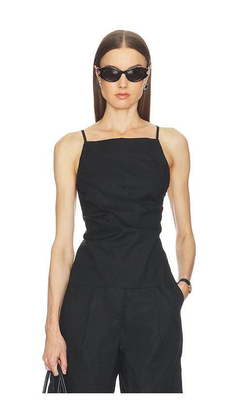 lovers and friends linen pamela top in black.