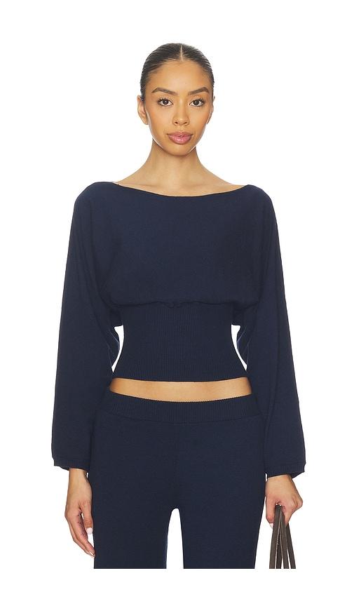 lovers and friends liza boat neck sweater in navy.