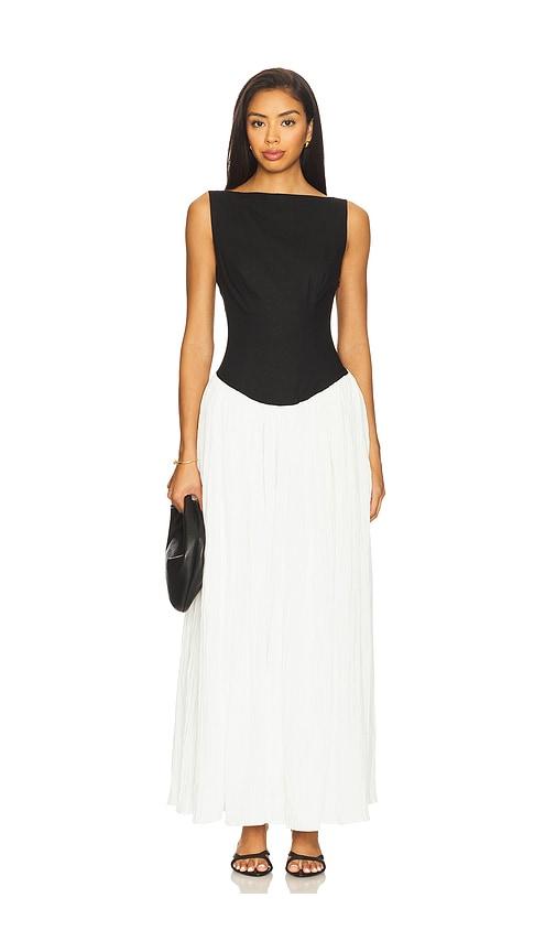 lovers and friends lorelie maxi dress in black,white.