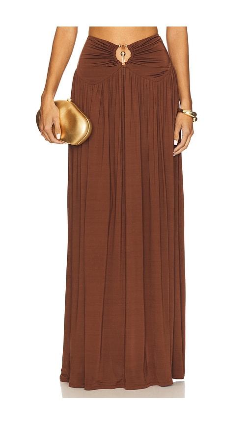 lovers and friends lotte maxi skirt in chocolate.
