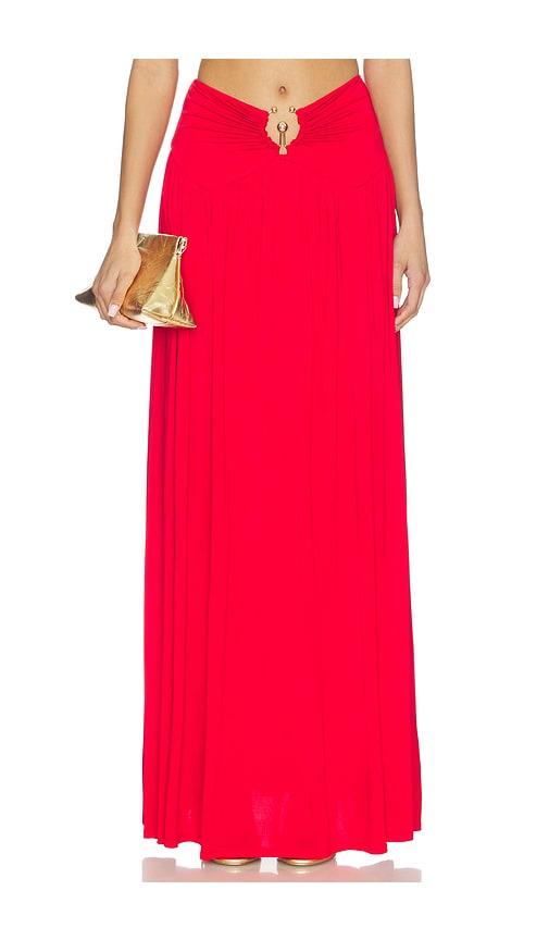 lovers and friends lotte maxi skirt in red.
