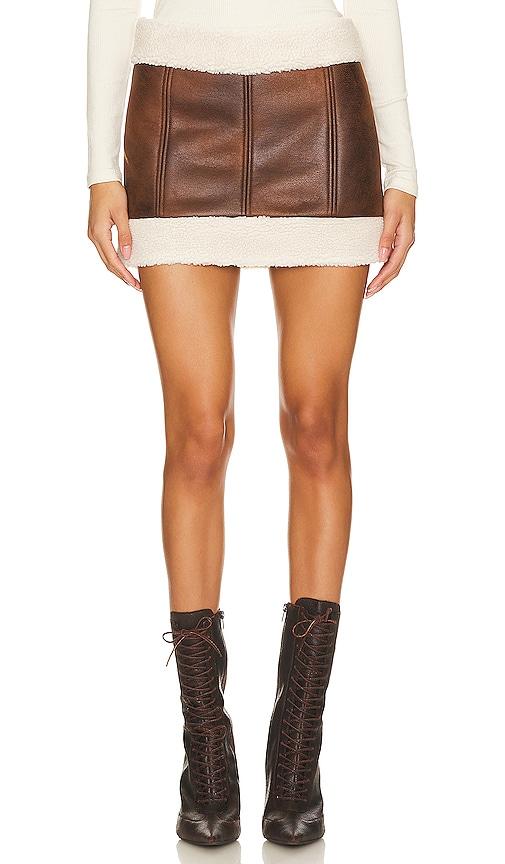 lovers and friends luanne mini skirt in brown.