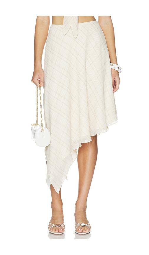 lovers and friends lucielle midi skirt in tan.