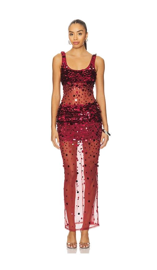 lovers and friends lydia sequin maxi dress in wine.