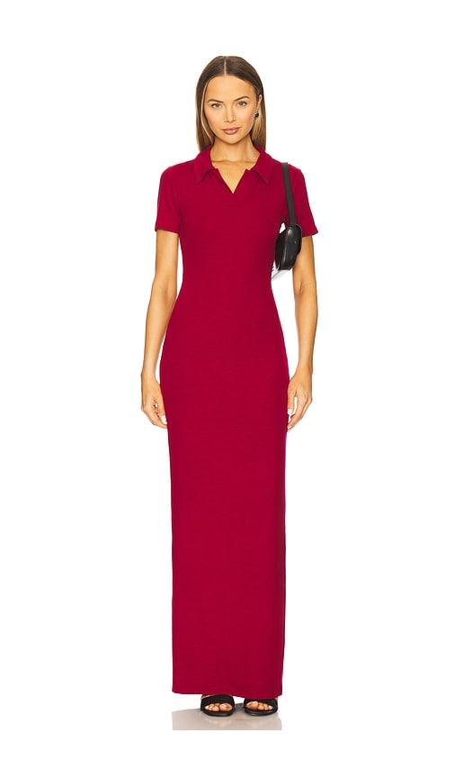 lovers and friends margo polo maxi dress in burgundy.