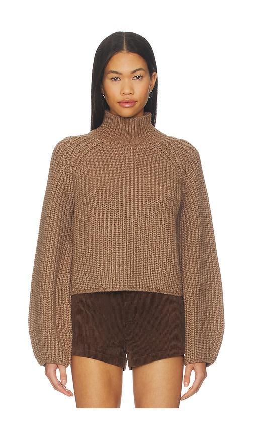 lovers and friends martinea funnel neck sweater in brown.
