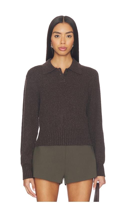 lovers and friends mattelyn polo sweater in brown.
