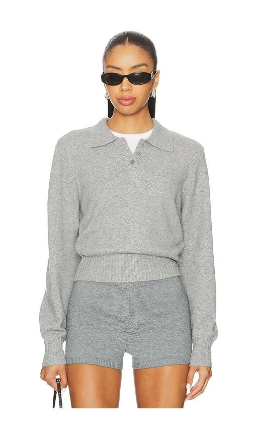 lovers and friends mattelyn polo sweater in grey.
