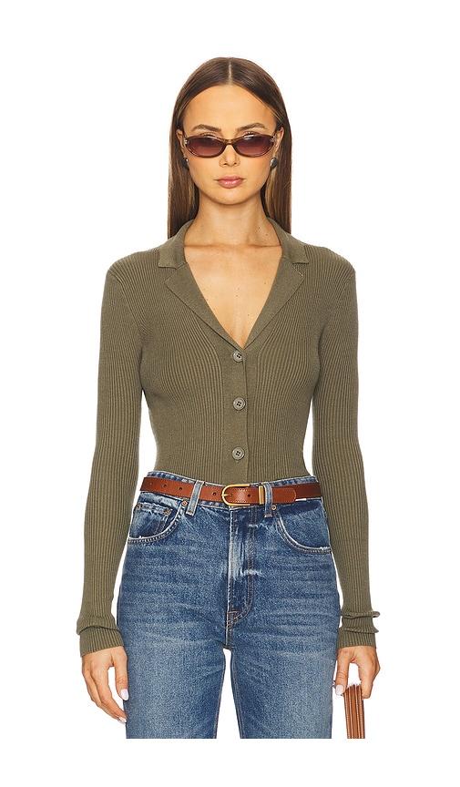 lovers and friends meriah polo cardigan in olive.
