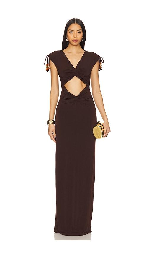 lovers and friends mia gown in chocolate.
