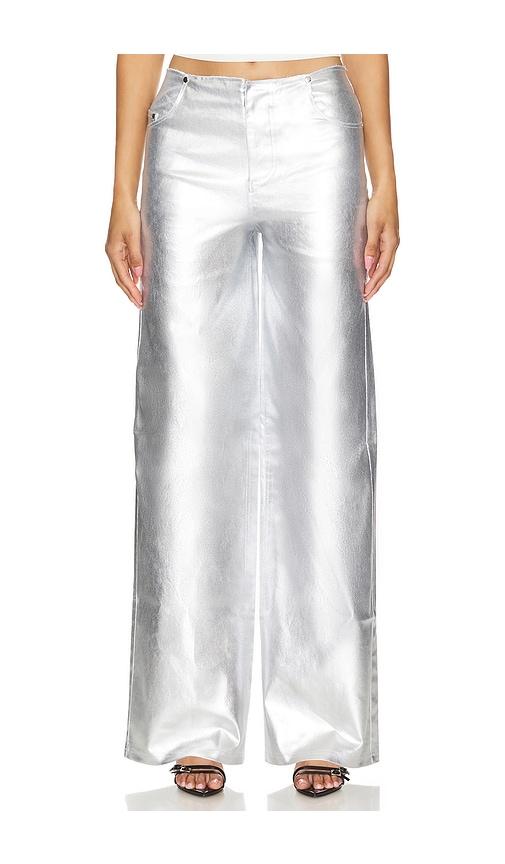 lovers and friends naomi pant in metallic silver.