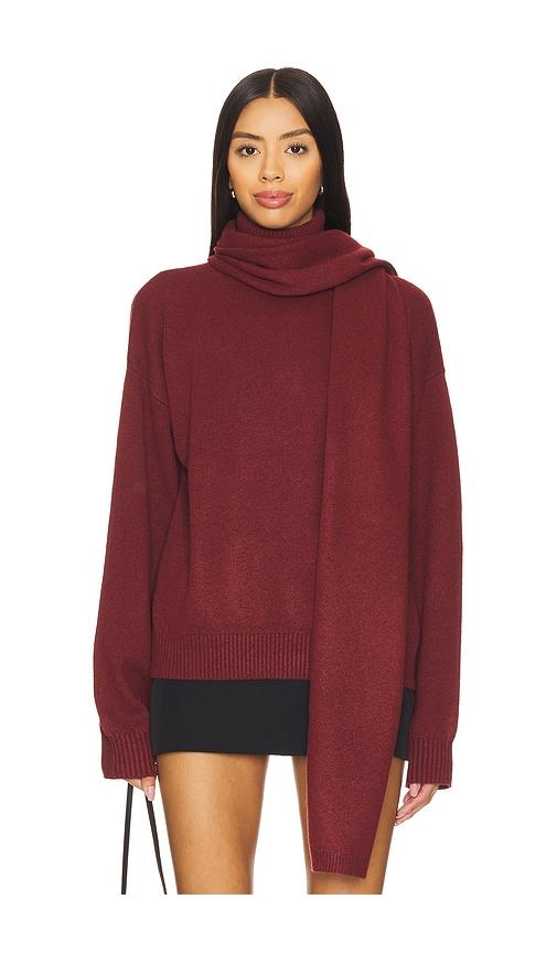 lovers and friends nemy sweater & scarf set in burgundy.