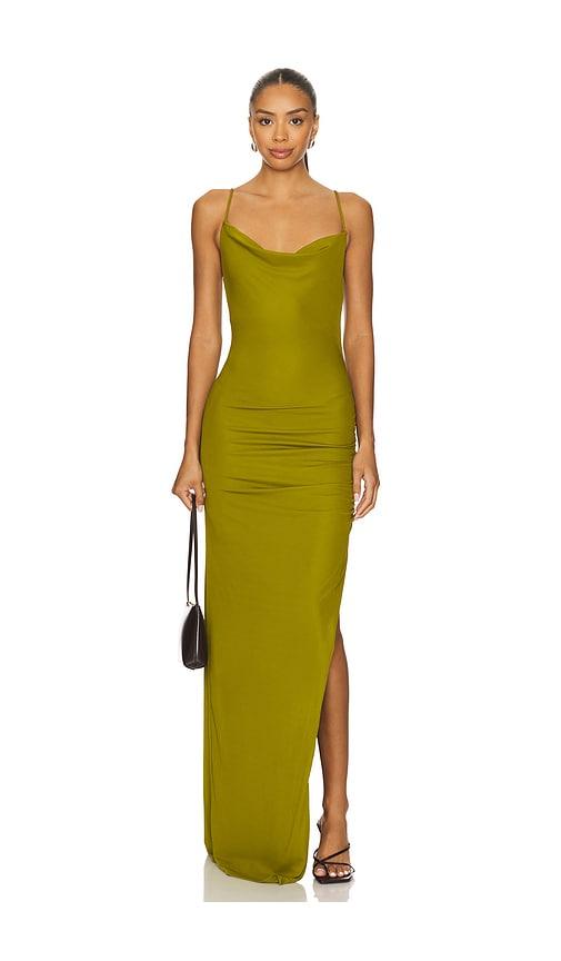 lovers and friends odessa gown in olive.