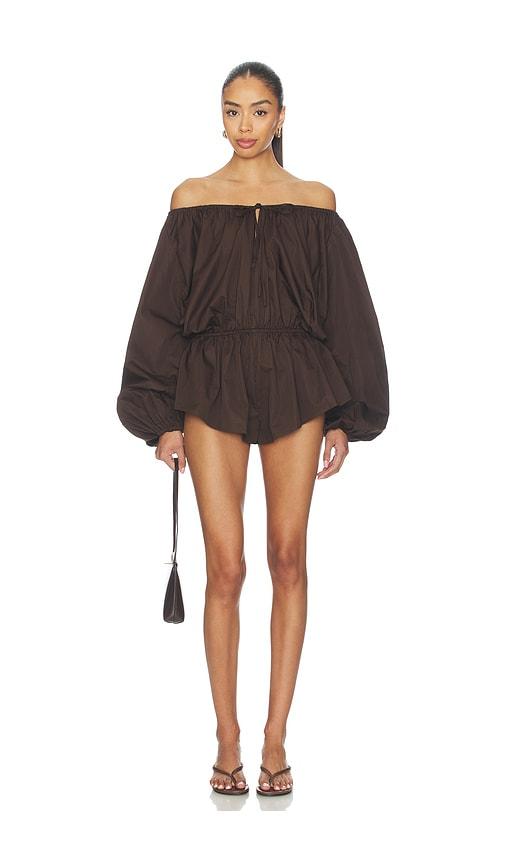 lovers and friends ofelia romper in chocolate.
