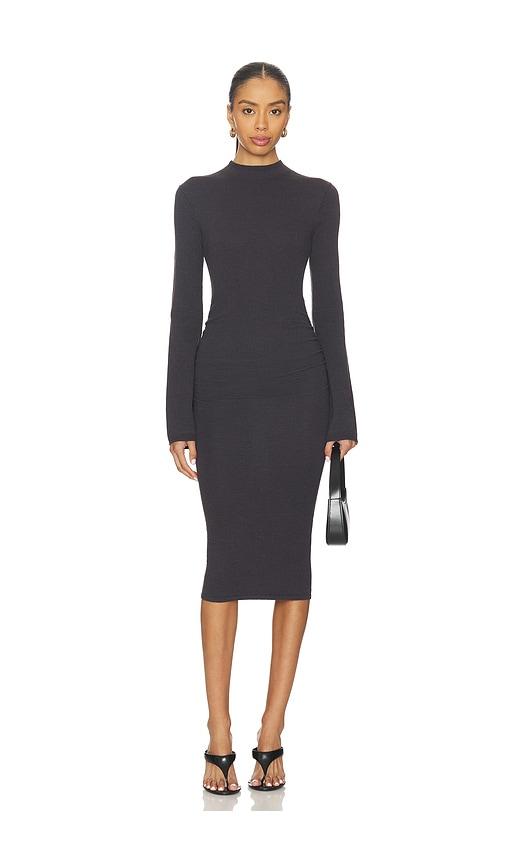 lovers and friends olin midi dress in charcoal.
