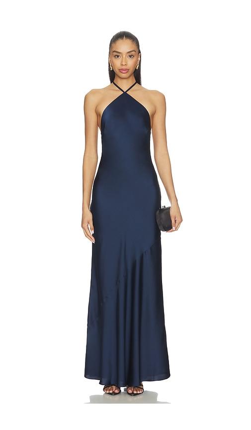 lovers and friends paloma gown in navy.