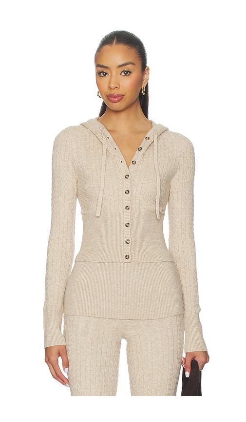 lovers and friends paulina button up hoodie in beige.