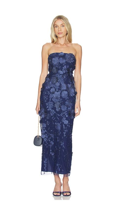 lovers and friends popin gown in navy.