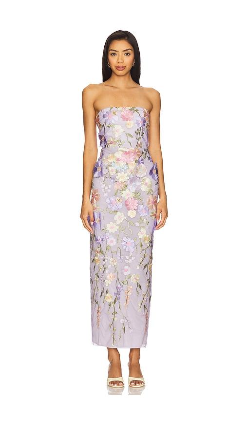 lovers and friends poppin gown in lavender.