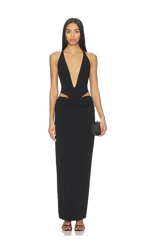 lovers and friends poppy gown in black.