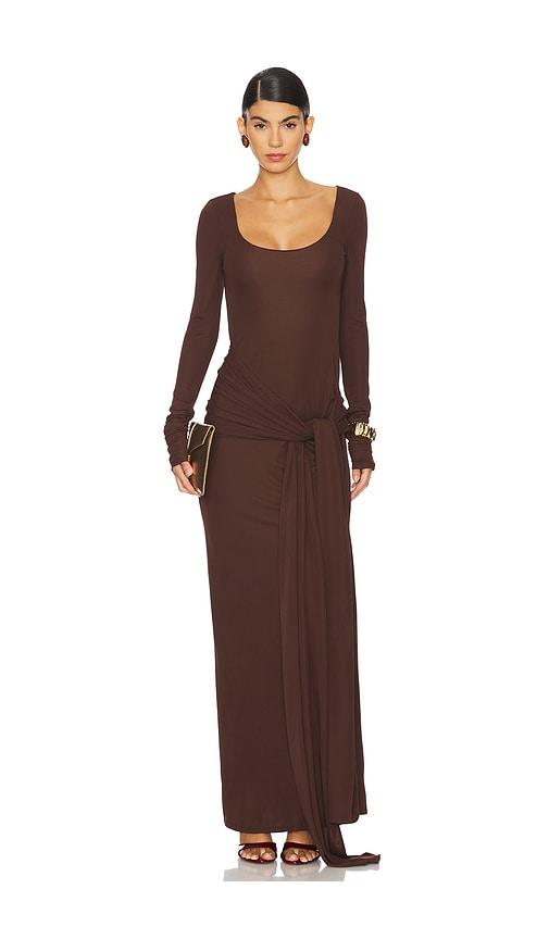 lovers and friends quinn gown in chocolate.