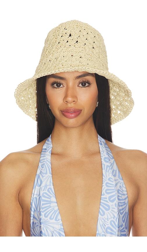 lovers and friends rosal crochet hat in neutral.