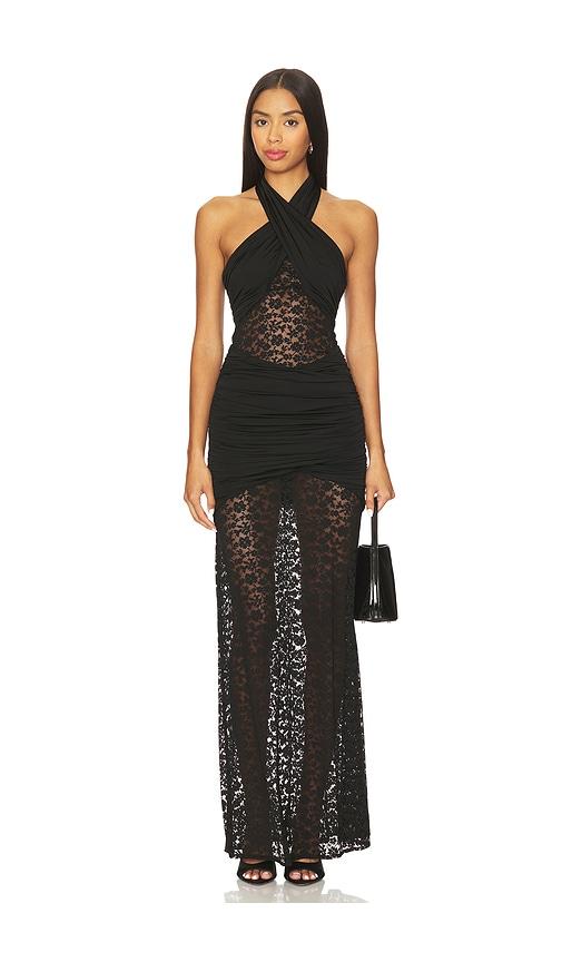 lovers and friends sachi gown in black.