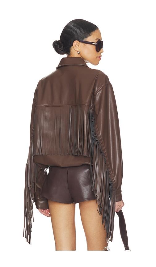 lovers and friends sanna faux leather jacket in chocolate.