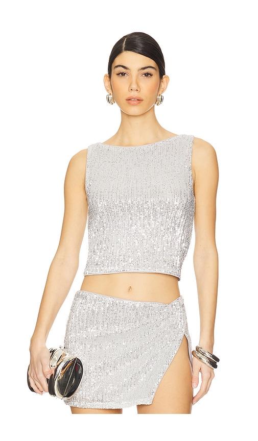 lovers and friends selma top in metallic silver, grey.