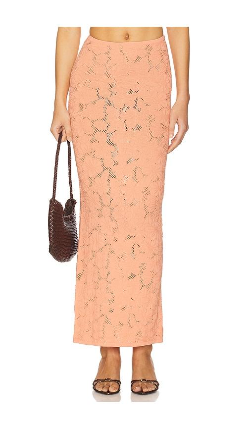 lovers and friends shalie maxi skirt in coral.