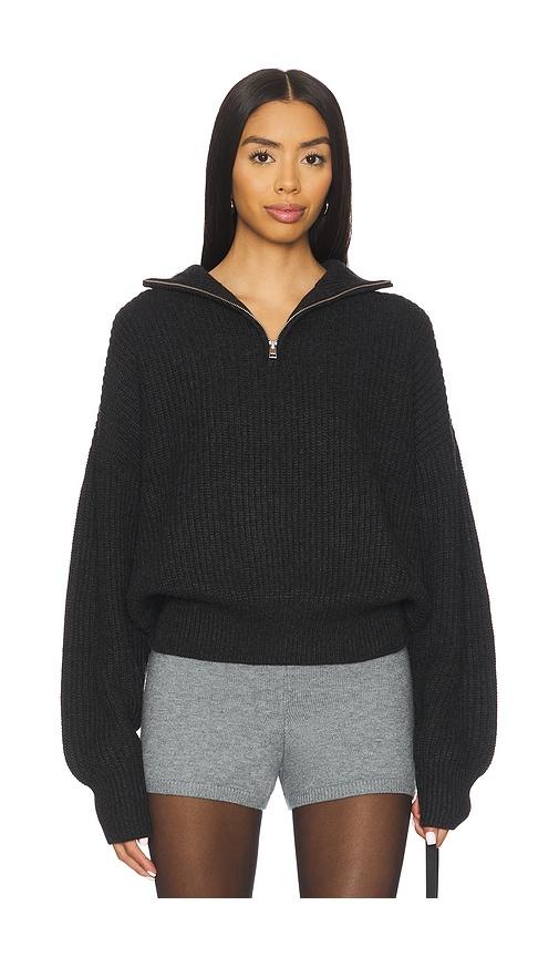 lovers and friends shivani zip sweater in charcoal.