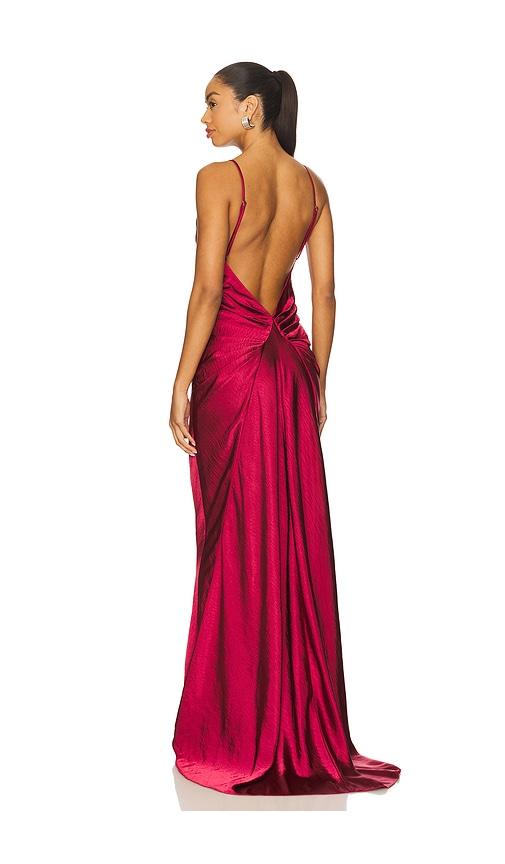 lovers and friends sloane gown in burgundy.