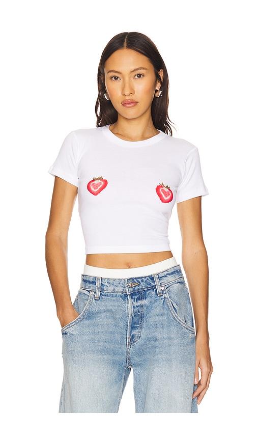 lovers and friends strawberry hearts tee in white.