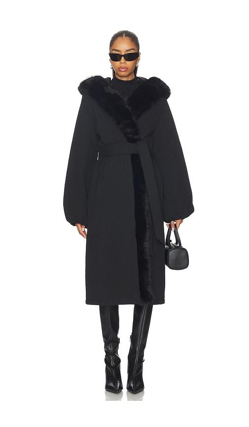 lovers and friends susanna faux fur coat in black.